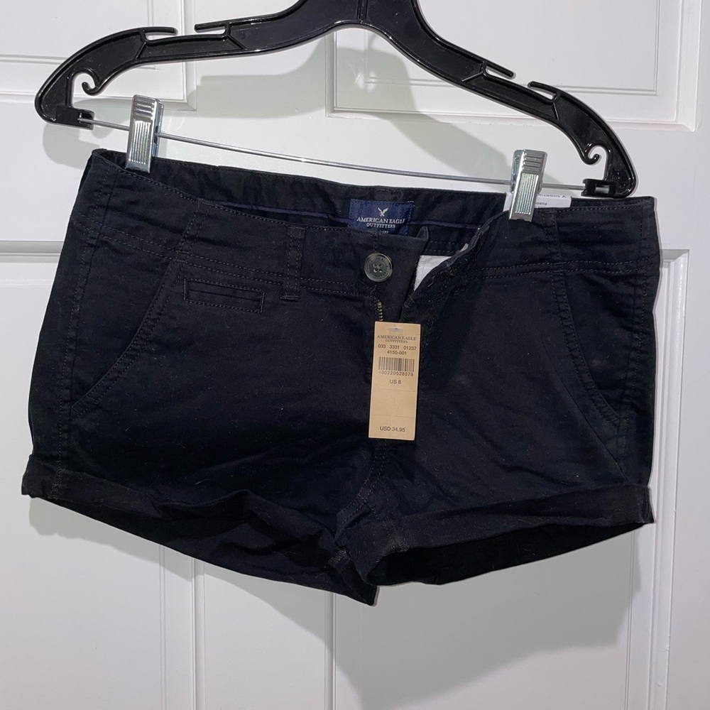 American Eagle-low rise stretch shorts, size 8, black